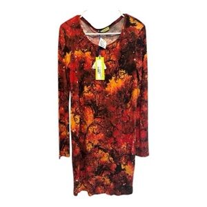 Versace Jeans Collection Red and Orange Long Sleeve Dress Size 40 (US 6)